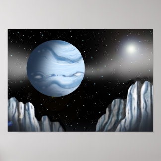 氷の壁の上にある青い惑星。 ポスター