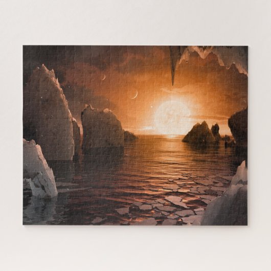 氷の夜の側から外惑星トラピスト–1f。 ジグソーパズル (横)