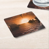 氷の夜の側から外惑星トラピスト–1f。 スクエアペーパーコースター (アングル)