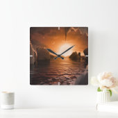 氷の夜の側から外惑星トラピスト–1f。 スクエア壁時計 (ホーム)