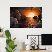 氷の夜の側から外惑星トラピスト–1f。 ポスター (ホームオフィス)