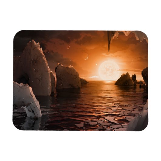 氷の夜の側から外惑星トラピスト–1f。 マグネット (横)