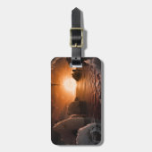 氷の夜の側から外惑星トラピスト–1f。 ラゲッジタグ (正面縦)