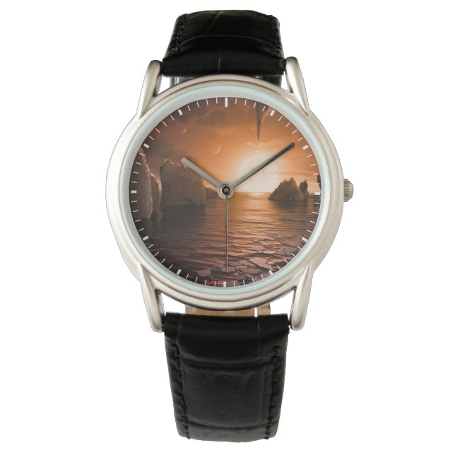 氷の夜の側から外惑星トラピスト–1f。 腕時計 (正面)