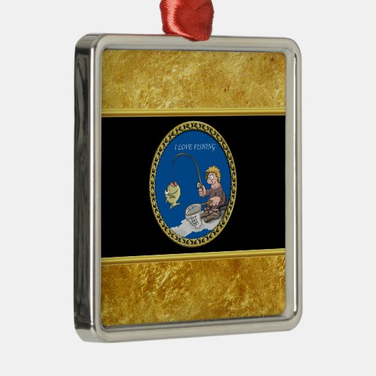 氷の大きい低音の漁師の魚釣り メタルオーナメント (右)