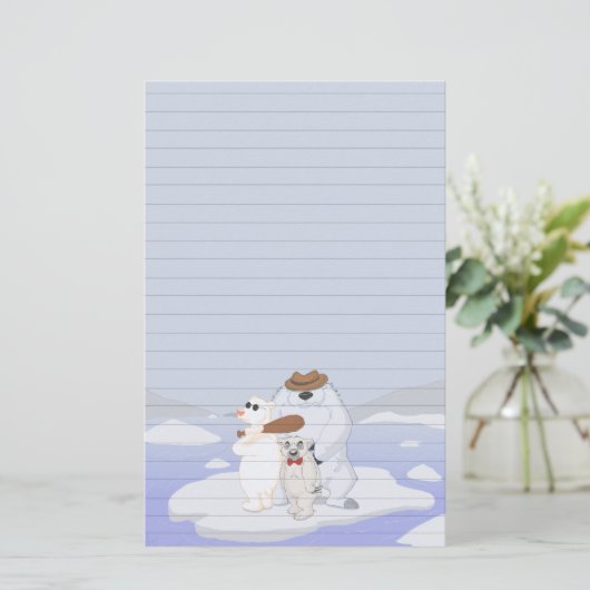 氷の文房具の白くまの集団(支配される) 便箋 (スタンド正面)