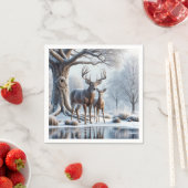 氷の池に立つ鹿 スタンダードカクテルナプキン (インサイチュ)
