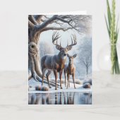 氷の池のクリスマスディアー シーズンカード (正面)