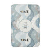 氷の波とライトハウス冬のモノグラム航海の バスマット (正面縦)