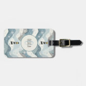 氷の波とライトハウス冬のモノグラム航海の ラゲッジタグ (正面横)