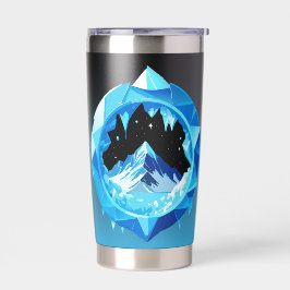 氷の洞窟の景色、または雪の山の星空 保温保冷タンブラー