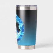 氷の洞窟の景色、または雪の山の星空 保温保冷タンブラー (背面)