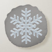 氷の白い雪凍ってい片のクエレガントリスマスグレー ラウンドクッション (裏面)