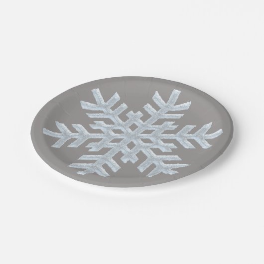 氷の白い雪凍ってい片グエレガントレークリスマス ペーパープレート (アングル)