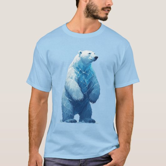氷の破片でできた立つホッキョクグマ 北極 Tシャツ (正面)