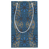 氷の花、青と灰色の花のパターン、素朴 スモールペーパーバッグ (裏面)