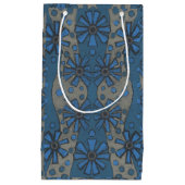 氷の花、青と灰色の花のパターン、素朴 スモールペーパーバッグ (正面)