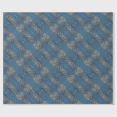 氷の花、青と灰色の花のパターン、素朴 ラッピングペーパー (フラット)