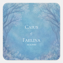 氷の蒼い繊細な紋様が輝く冬の森のウェディング