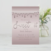 氷の赤面バラ金ゴールドピンクドリップスウィート16 16 招待状 (スタンド正面)