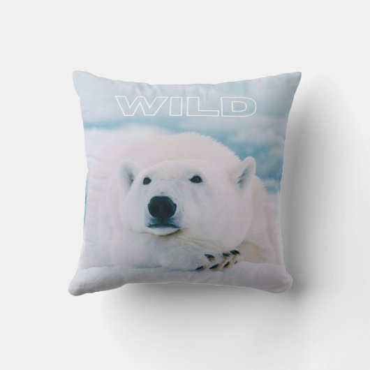 氷の雪のシーンで野生の白い北極熊 クッション (裏面)