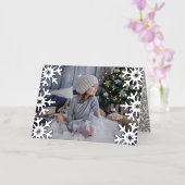 氷の雪の結晶カスタム写真クリスマス 箔シーズンカード (蘭)