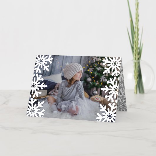 氷の雪の結晶カスタム写真クリスマス 箔シーズンカード (正面)