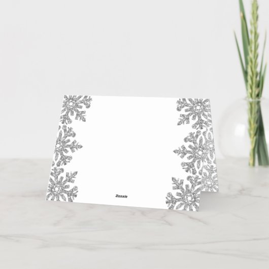 氷の雪の結晶カスタム写真クリスマス 箔シーズンカード (裏面)