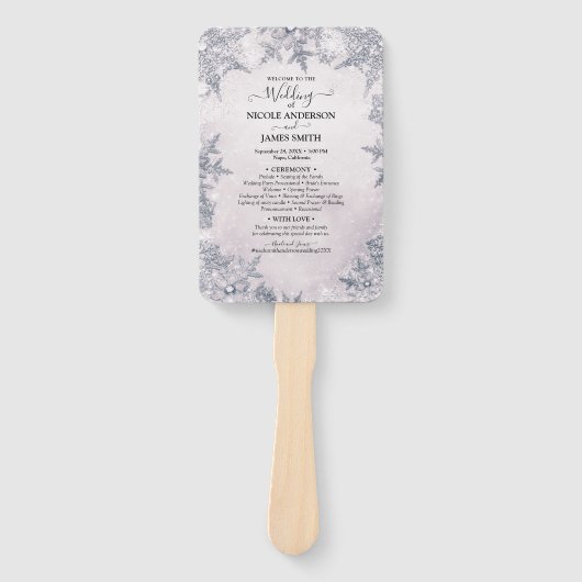 氷の雪片 白い冬の不思議な世界 ウェディング ハンドファン (正面)