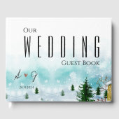 氷の霜の降りた青いユース雪の冬の結婚式 ゲストブック (正面)