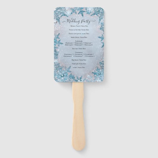 氷の霜の雪の結晶の冬の不思議の国のウェディング ハンドファン (裏面)