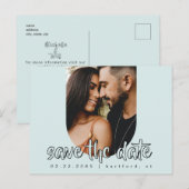 氷の青いカップル写真 現代の結婚発表 案内ポストカード (正面/裏面)