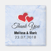 氷の青い大理石のウェディングハート マグネット (正面)