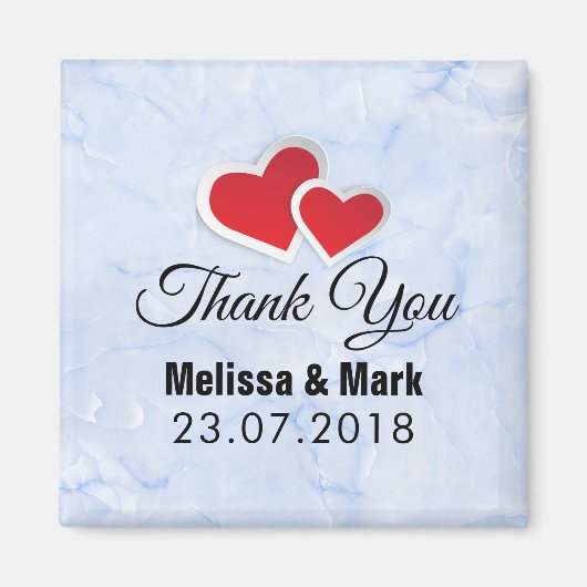 氷の青い大理石のウェディングハート マグネット (正面)