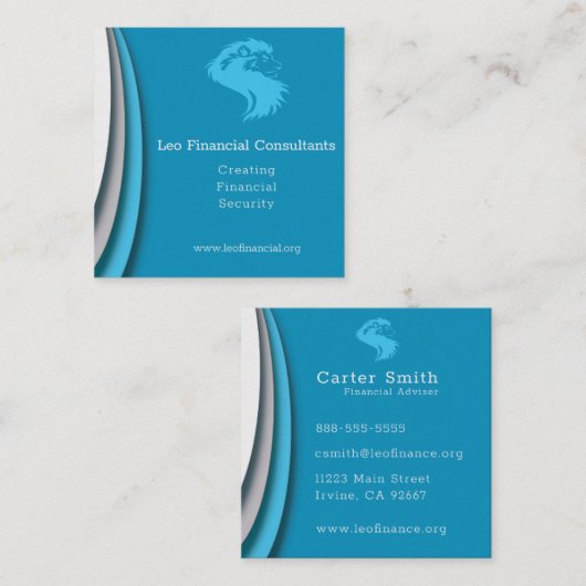 氷の青モダン色 スクエア名刺 (正面/裏面)