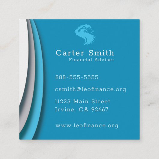 氷の青モダン色 スクエア名刺 (裏面)