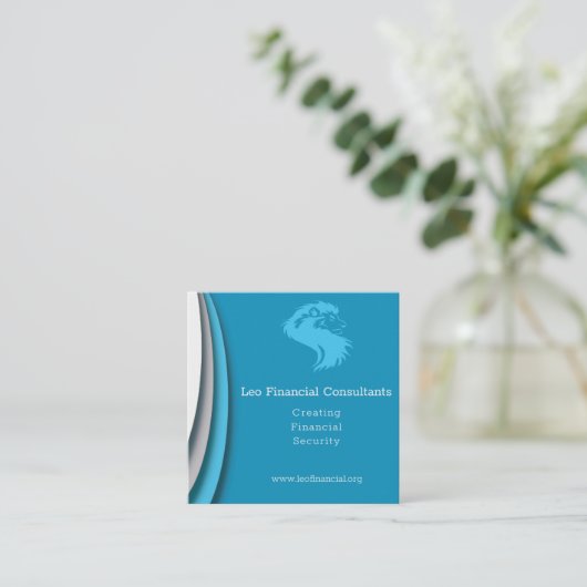 氷の青モダン色 スクエア名刺 (スタンド正面)