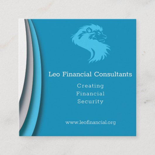 氷の青モダン色 スクエア名刺 (正面)