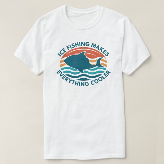 氷の魚釣りで全クール | 氷魚釣り Tシャツ (デザイン正面)