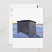 氷の魚釣りハウスで夕暮れ。 ポストカード (正面/裏面)