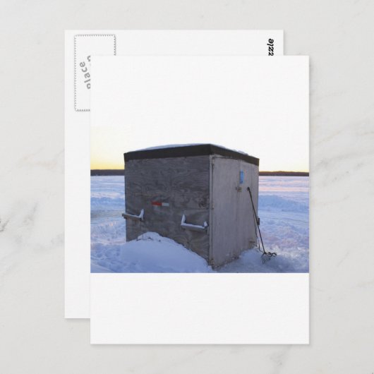 氷の魚釣りハウスで夕暮れ。 ポストカード (正面/裏面)