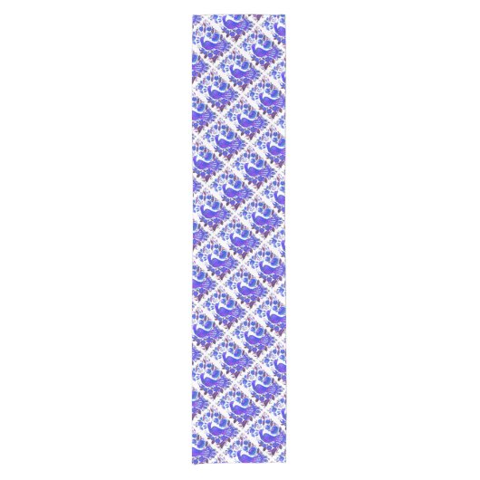 氷の鳥のpetrykivkaのウクライナ人の芸術 ショートテーブルランナー (正面)