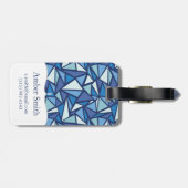 氷のCrsytal抽象的で青いパターン ラゲッジタグ (裏面横)