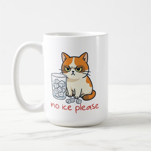 氷は結構 面白い猫 アイス反対 嫌いな人用 コーヒーマグカップ (左)
