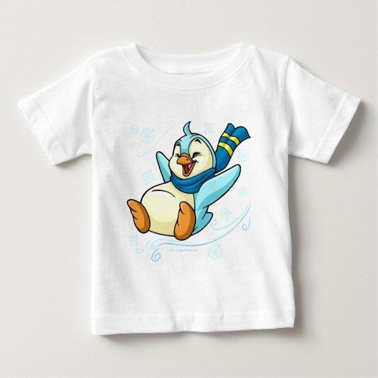 氷を渡って滑っている青いブルース ベビーTシャツ (正面)