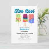 氷エレガントポップ・アートの2歳クール誕生日 招待状 (スタンド正面)