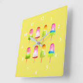 氷カラフル塊夏芸術 スクエア壁時計 (傾斜)