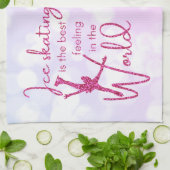 氷スケートで滑るの羽根タオルピンク最高のスパー感じクル キッチンタオル (折り畳み)