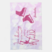 氷スケートで滑るの羽根タオルピンク最高のスパー感じクル キッチンタオル (縦)