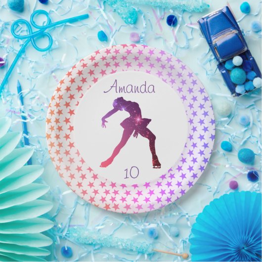氷スケートで滑るの誕生日プレート（星） ペーパープレート (パーティー)